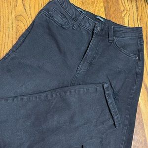 Black distressed mom jeans